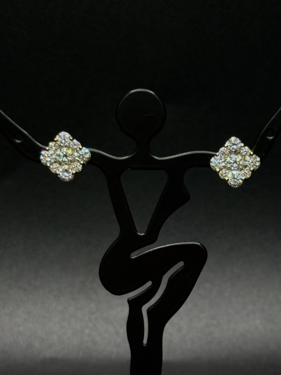 14KT Square Diamond Earrings