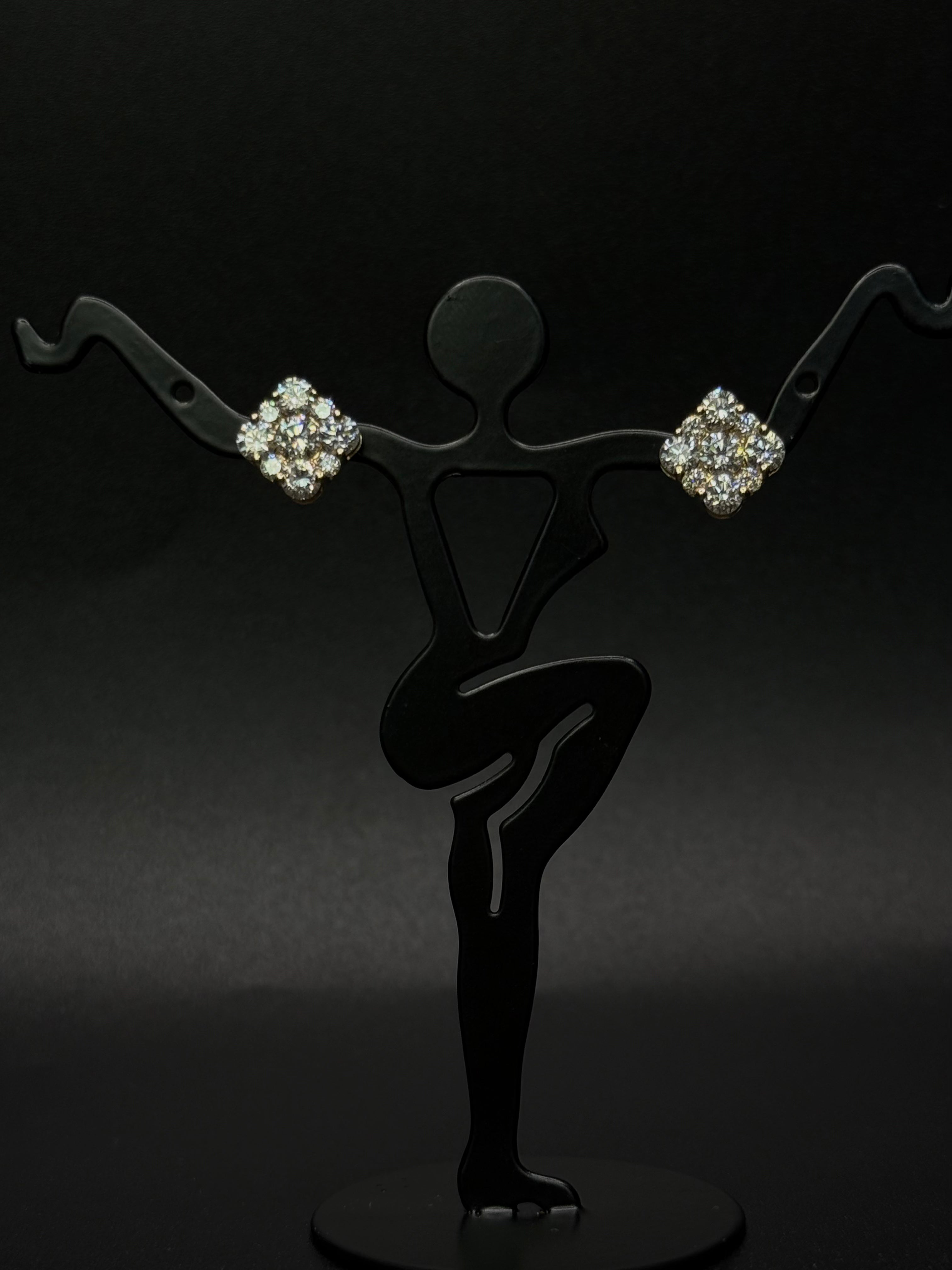 14KT Square Diamond Earrings
