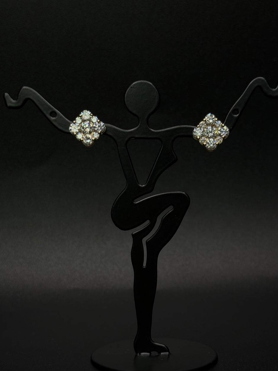 14KT Square Diamond Earrings