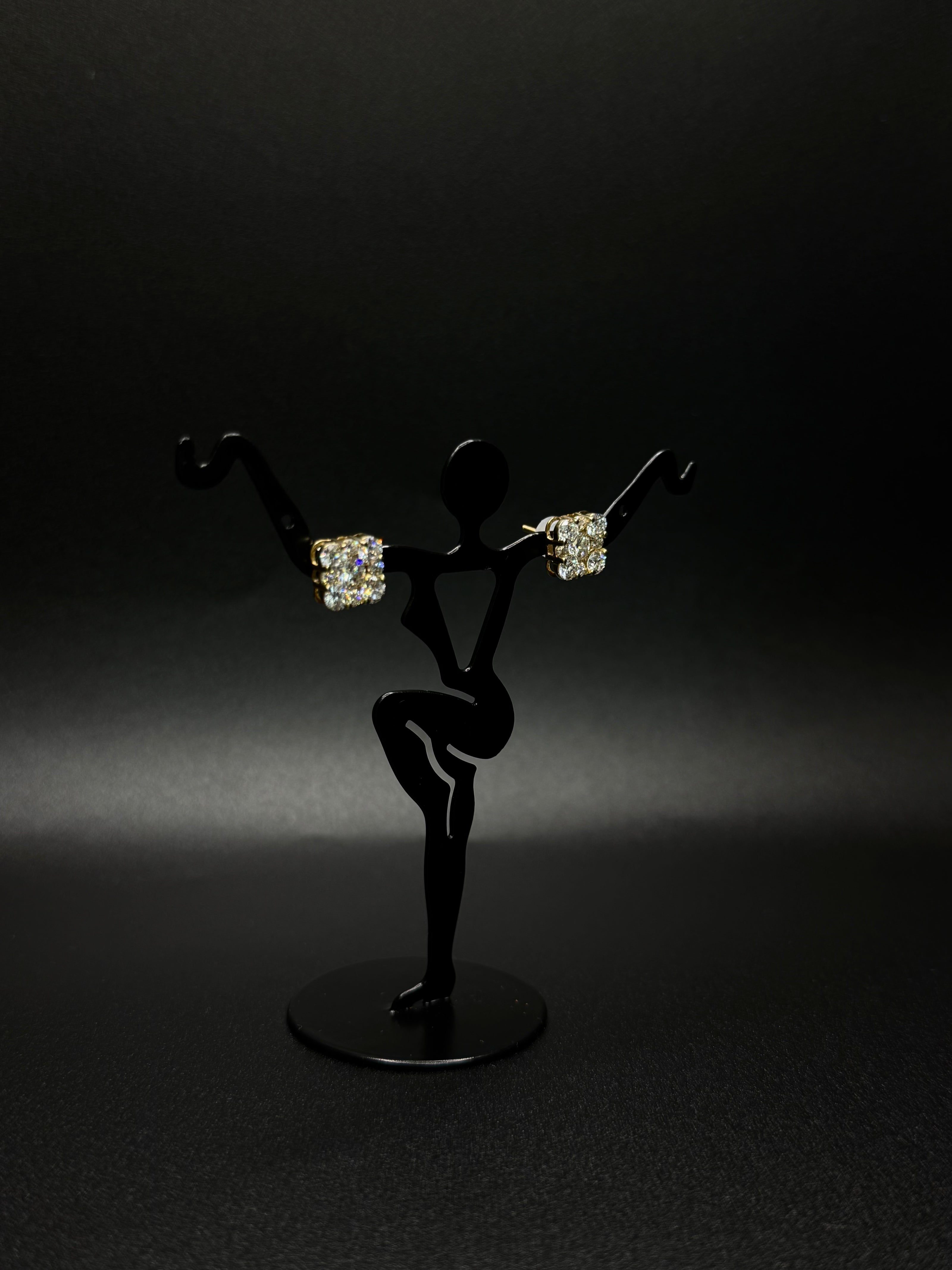 14KT Square Diamond Earrings