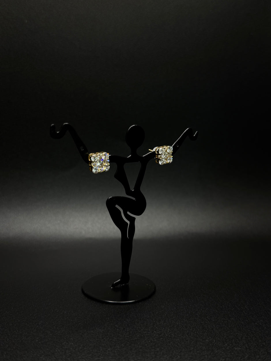 14KT Square Diamond Earrings