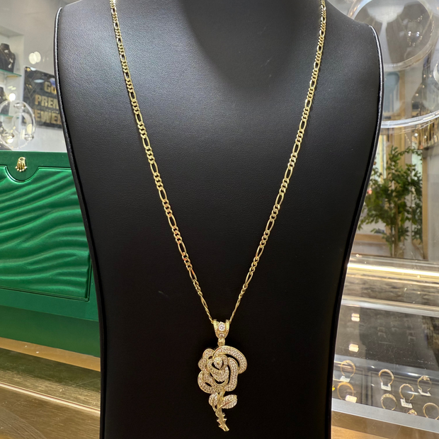 Chain & Flower Pendant Set