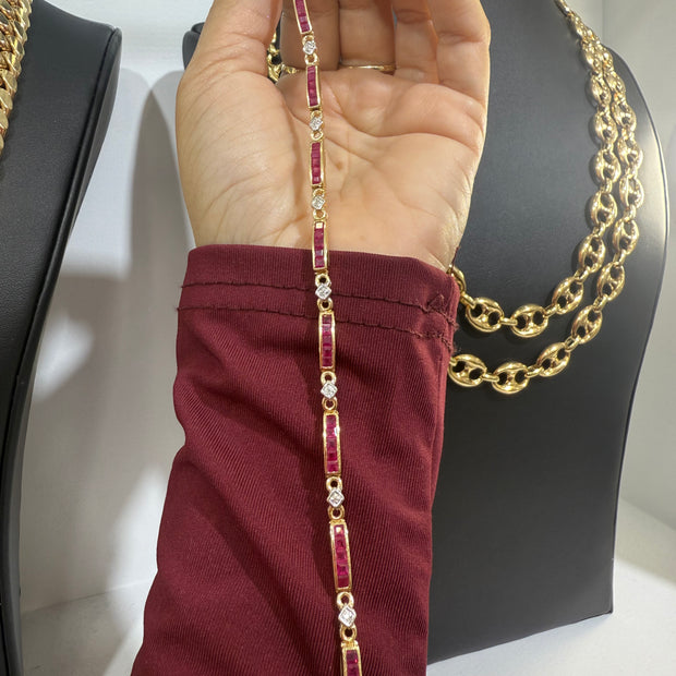 Gold Bracelet with Rubies and Diamond