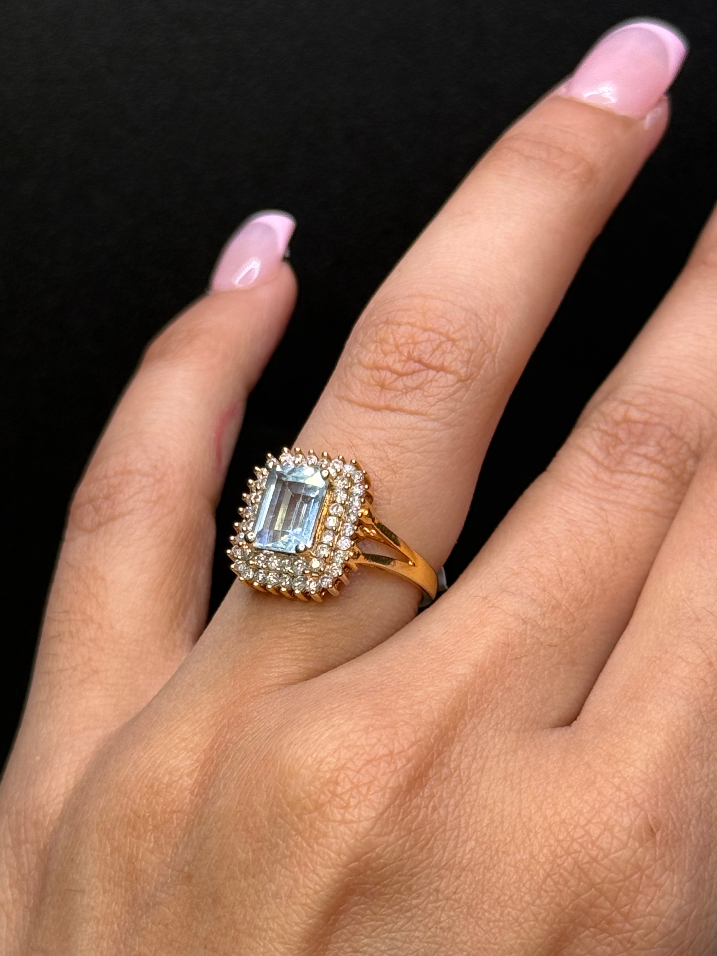 Blue Zircon Square Ring