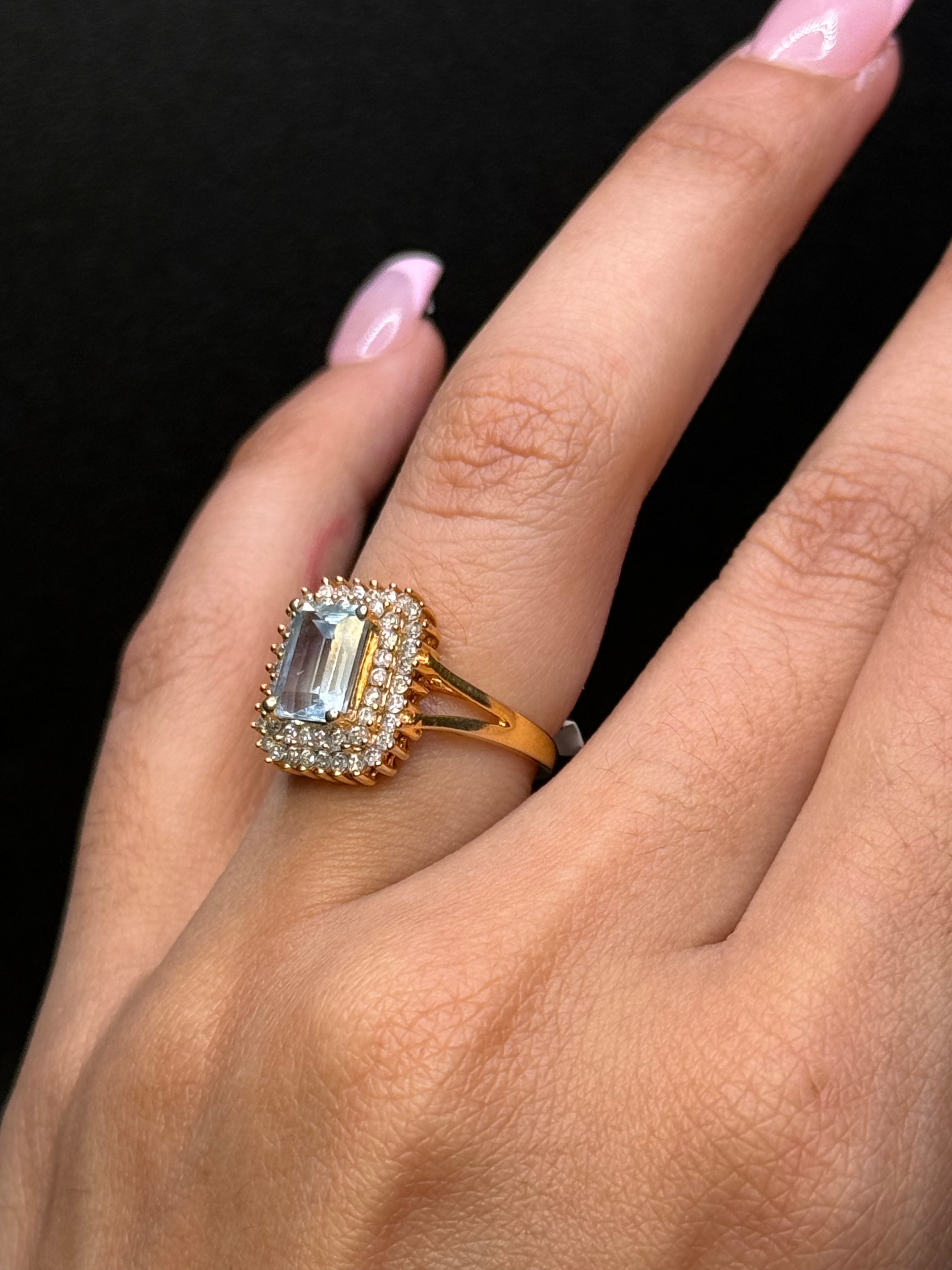 Blue Zircon Square Ring
