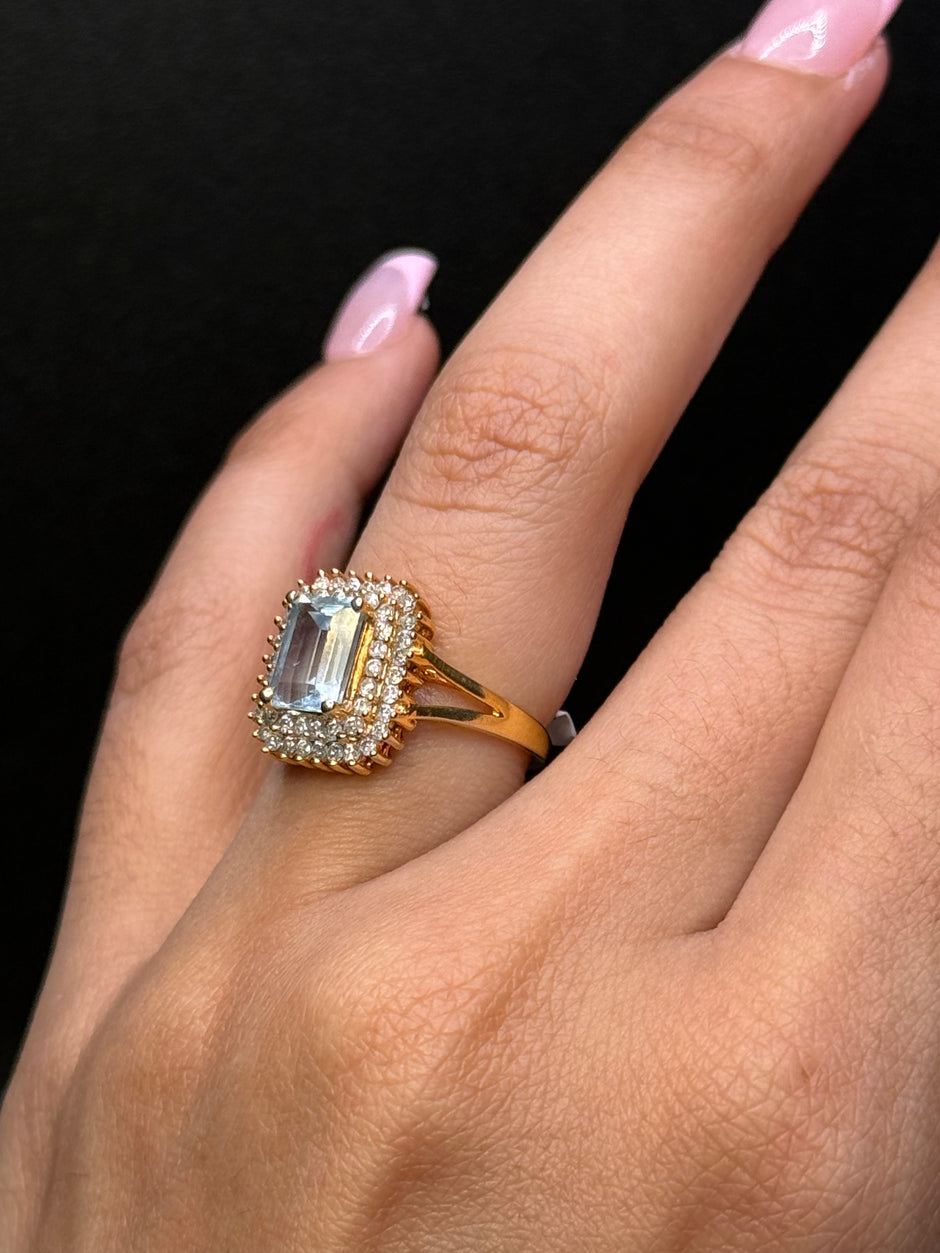 Blue Zircon Square Ring