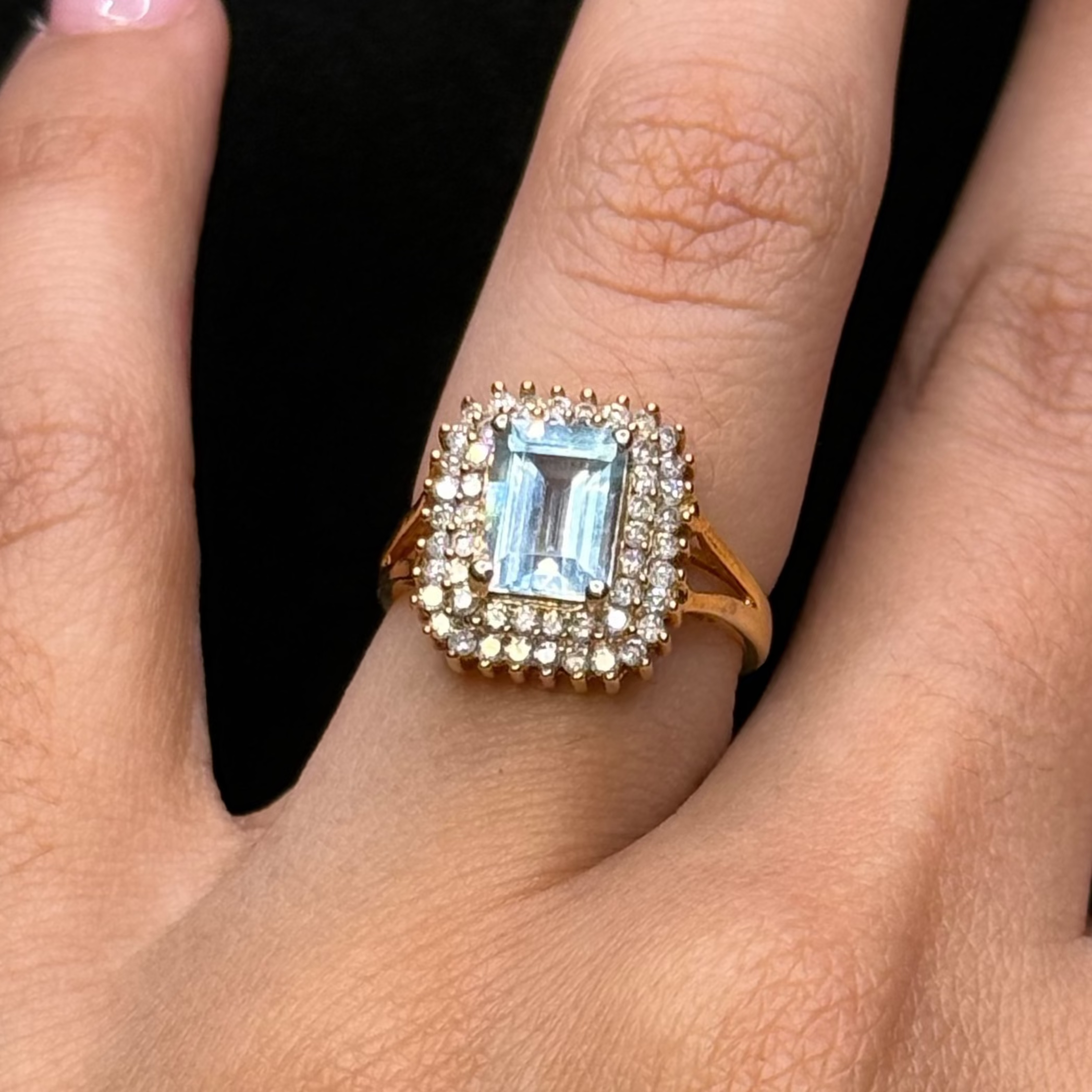 Blue Zircon Square Ring