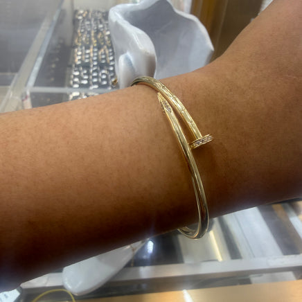 14kt Nail Cuff Bangle Bracelet- 3mm