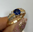 14KT  Diamonds Ring and Natural Sapphire