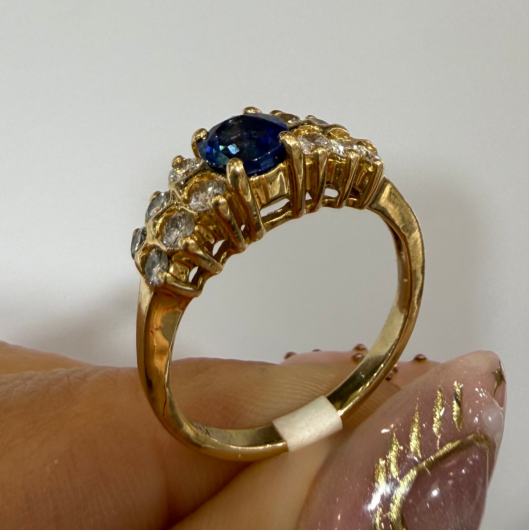 14KT  Diamonds Ring and Natural Sapphire